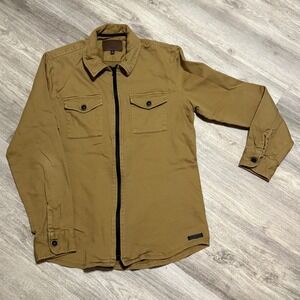 Civil‎ Society Mens Tan Long Sleeve Zip Up Work Shirt Jacket Size L
